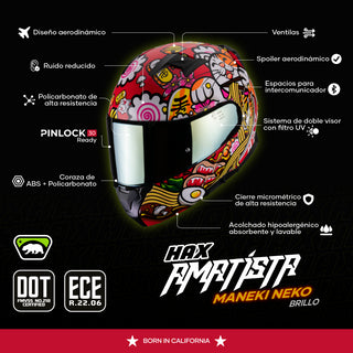 Casco Abatible Amatista Maneki Neko naranja Acabado